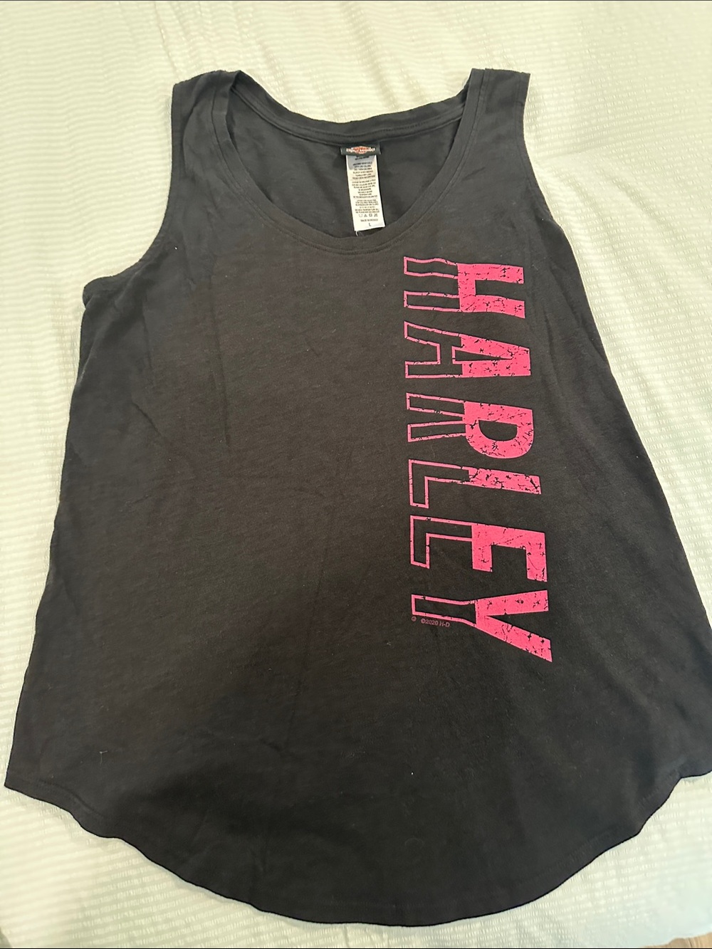 Harley-Davidson Black Tank with Pink Vertical HARLEY Graphic